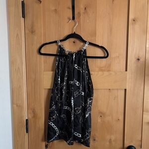 L'AGENCE Black Chain Print Halter Top